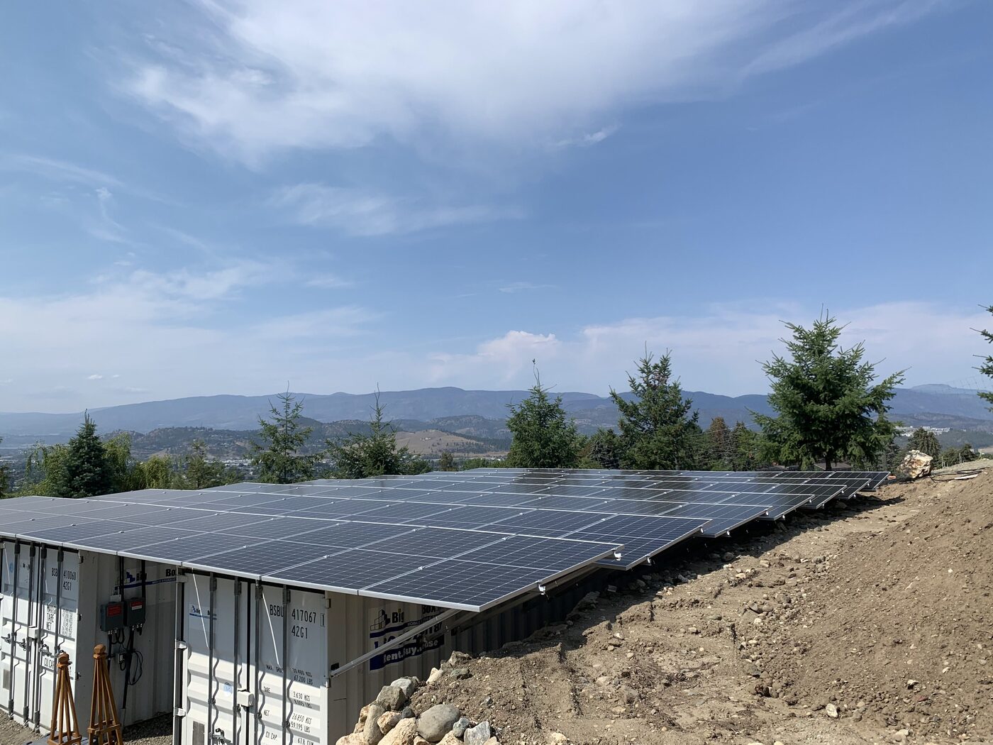 Ground-mounted solar with Okanagan valley view